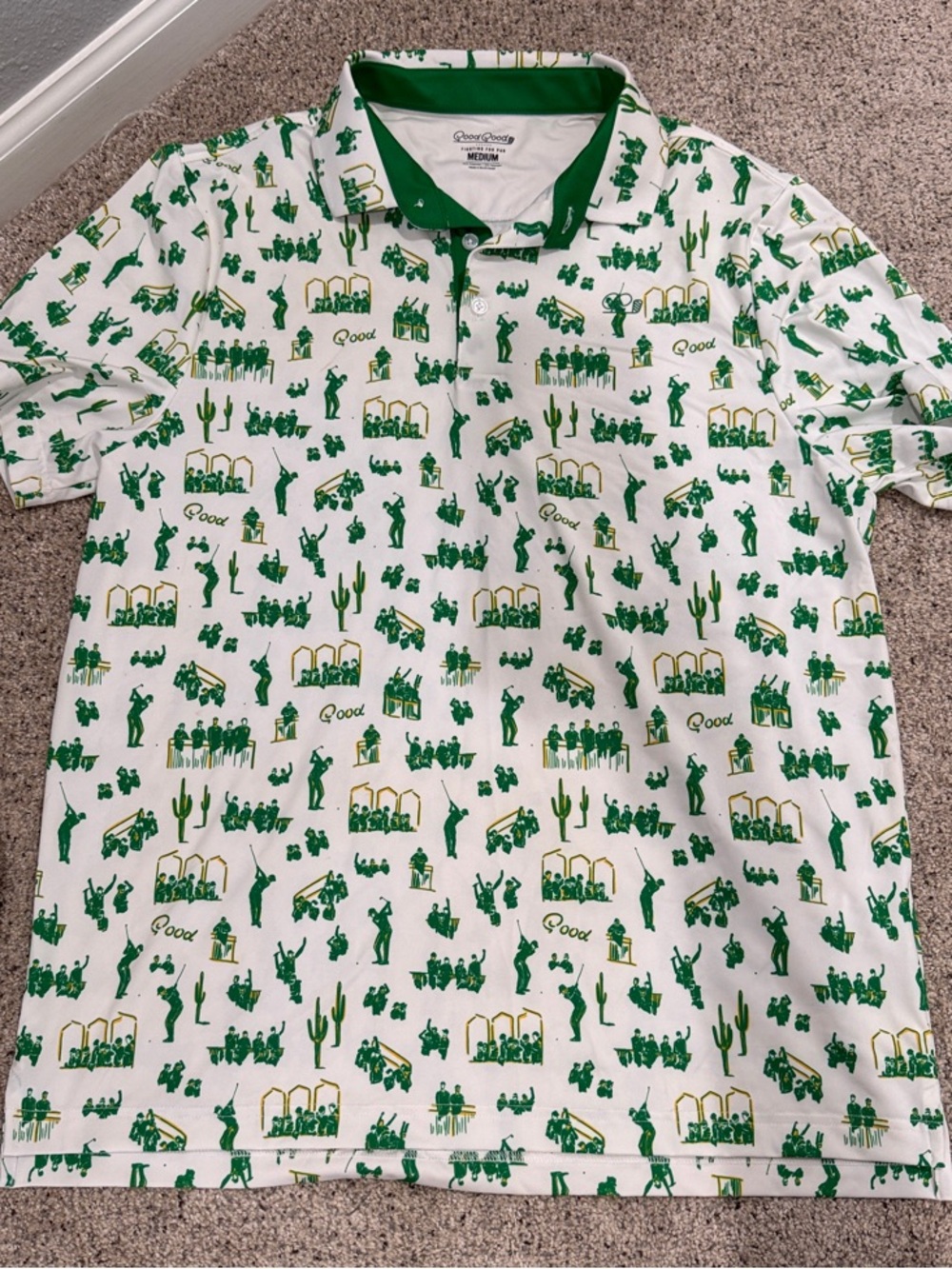 GOOD GOOD Green & White Print Polo